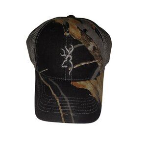 Browning Black Tan Camo Mesh Trucker Hat Snapback Hunting Stocking Stuffer Cap